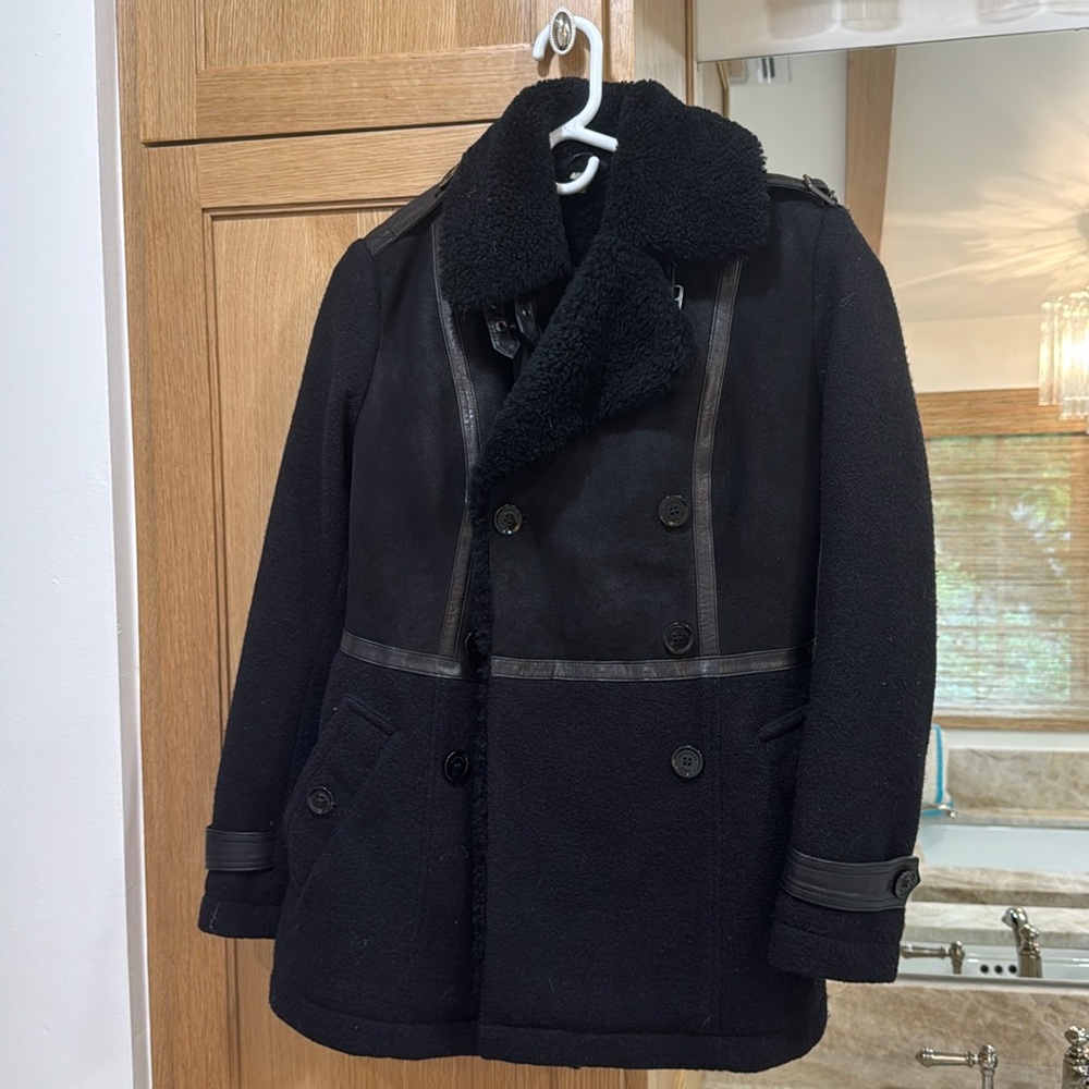 Burberry shearling wool, suede and leather winter coat size usa 6